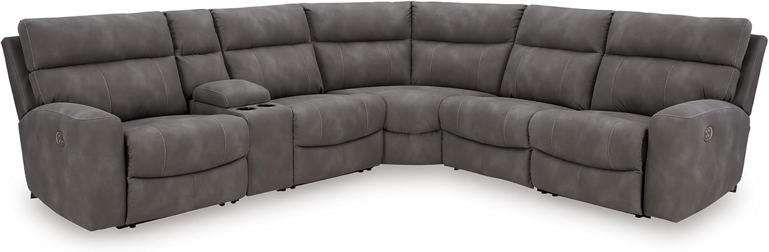 6-Piece L-Shaped Power Reclining Sectional with Console — Next-Gen Durapella power reclining furniture